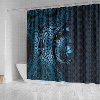 Aloha Hawaii Hammerhead Shark Shower Curtain Blue Kakau and Polynesian Tattoo LT03 - Polynesian Pride