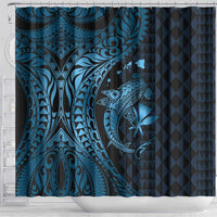 Aloha Hawaii Hammerhead Shark Shower Curtain Blue Kakau and Polynesian Tattoo LT03 - Polynesian Pride
