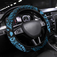 Aloha Hawaii Hammerhead Shark Steering Wheel Cover Blue Kakau and Polynesian Tattoo LT03 Universal Fit Blue - Polynesian Pride