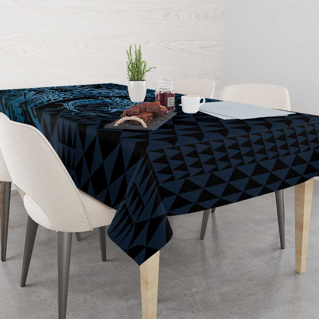 Aloha Hawaii Hammerhead Shark Tablecloth Blue Kakau and Polynesian Tattoo LT03