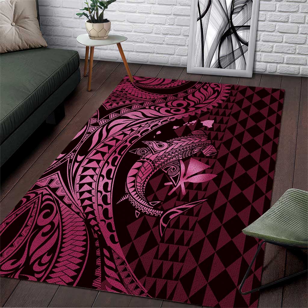Aloha Hawaii Hammerhead Shark Area Rug Pink Kakau and Polynesian Tattoo LT03 Pink - Polynesian Pride