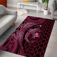 Aloha Hawaii Hammerhead Shark Area Rug Pink Kakau and Polynesian Tattoo LT03 - Polynesian Pride