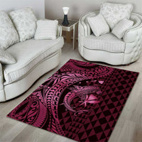 Aloha Hawaii Hammerhead Shark Area Rug Pink Kakau and Polynesian Tattoo LT03 - Polynesian Pride