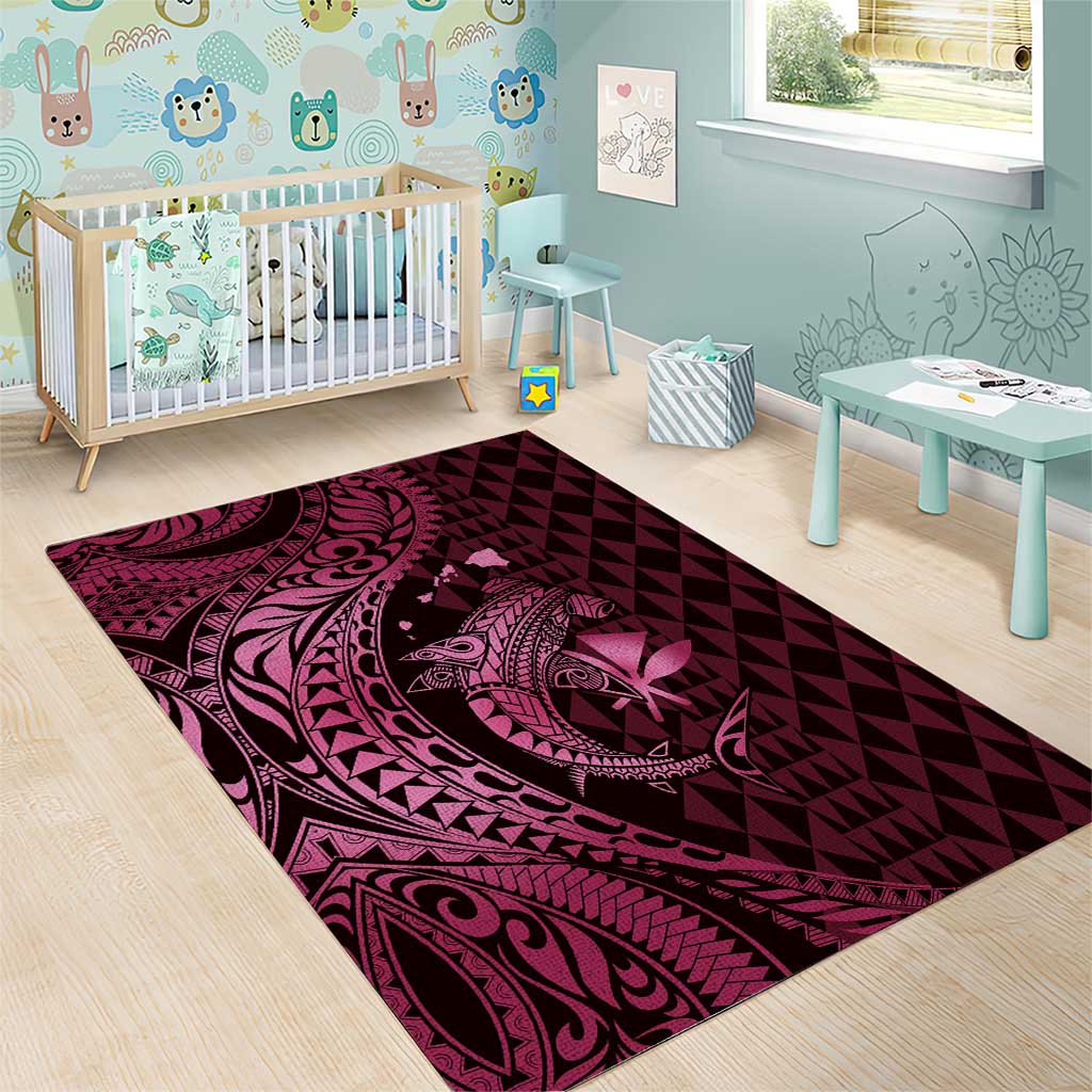 Aloha Hawaii Hammerhead Shark Area Rug Pink Kakau and Polynesian Tattoo LT03 - Polynesian Pride