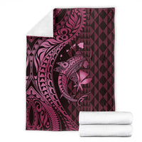 Aloha Hawaii Hammerhead Shark Blanket Pink Kakau and Polynesian Tattoo LT03