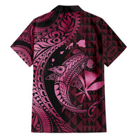 Aloha Hawaii Hammerhead Shark Family Matching Summer Maxi Dress and Hawaiian Shirt Pink Kakau and Polynesian Tattoo LT03 - Polynesian Pride