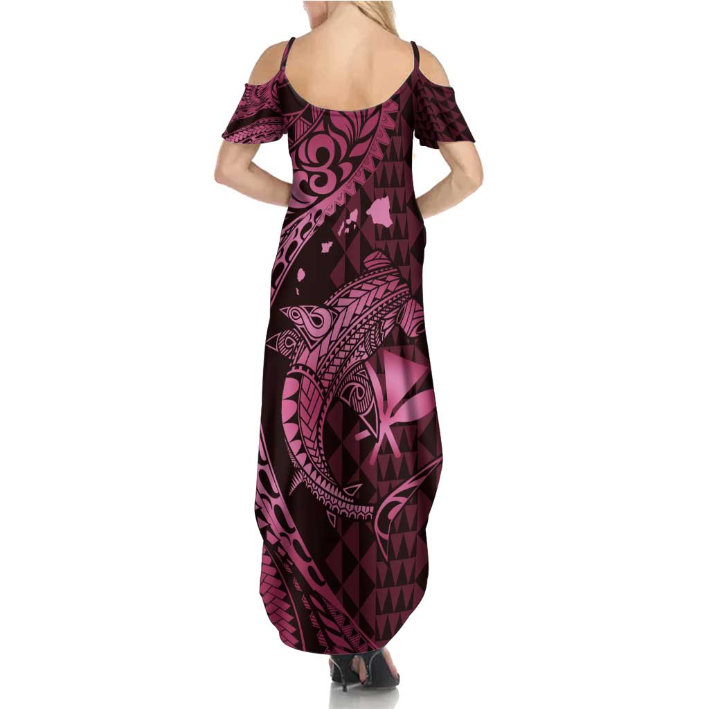 Aloha Hawaii Hammerhead Shark Family Matching Summer Maxi Dress and Hawaiian Shirt Pink Kakau and Polynesian Tattoo LT03 - Polynesian Pride