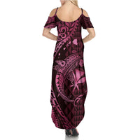 Aloha Hawaii Hammerhead Shark Family Matching Summer Maxi Dress and Hawaiian Shirt Pink Kakau and Polynesian Tattoo LT03 - Polynesian Pride