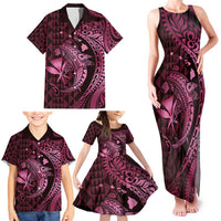 Aloha Hawaii Hammerhead Shark Family Matching Tank Maxi Dress and Hawaiian Shirt Pink Kakau and Polynesian Tattoo LT03 - Polynesian Pride