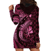 Aloha Hawaii Hammerhead Shark Hoodie Dress Pink Kakau and Polynesian Tattoo LT03
