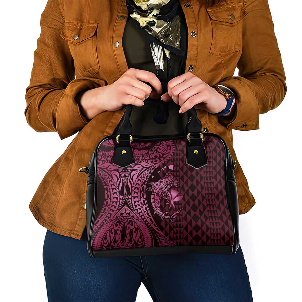 Aloha Hawaii Hammerhead Shark Shoulder Handbag Pink Kakau and Polynesian Tattoo LT03