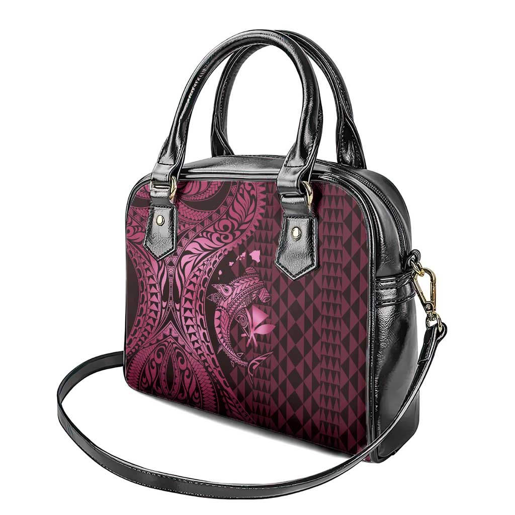 Aloha Hawaii Hammerhead Shark Shoulder Handbag Pink Kakau and Polynesian Tattoo LT03