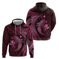 Aloha Hawaii Hammerhead Shark Zip Hoodie Pink Kakau and Polynesian Tattoo LT03