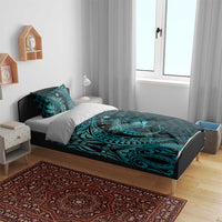 Aloha Hawaii Hammerhead Shark Bedding Set Turquoise Kakau and Polynesian Tattoo LT03
