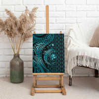 Aloha Hawaii Hammerhead Shark Canvas Wall Art Turquoise Kakau and Polynesian Tattoo LT03