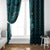 Aloha Hawaii Hammerhead Shark Window Curtain Turquoise Kakau and Polynesian Tattoo LT03