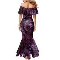 Aloha Hawaii Hammerhead Shark Family Matching Mermaid Dress and Hawaiian Shirt Purple Kakau and Polynesian Tattoo LT03 - Polynesian Pride