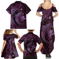 Aloha Hawaii Hammerhead Shark Family Matching Summer Maxi Dress and Hawaiian Shirt Purple Kakau and Polynesian Tattoo LT03 - Polynesian Pride