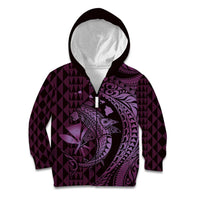 Aloha Hawaii Hammerhead Shark Kid Hoodie Purple Kakau and Polynesian Tattoo LT03 Zip Hoodie Purple - Polynesian Pride
