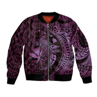 Aloha Hawaii Hammerhead Shark Sleeve Zip Bomber Jacket Purple Kakau and Polynesian Tattoo LT03 Unisex Purple - Polynesian Pride
