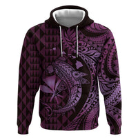 Aloha Hawaii Hammerhead Shark Zip Hoodie Purple Kakau and Polynesian Tattoo LT03