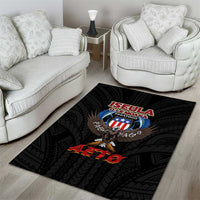 American Samoa Fautasi Area Rug Pago Pago Aeto and Iseula o le Moana of Fagatogo Black Color LT03 - Polynesian Pride