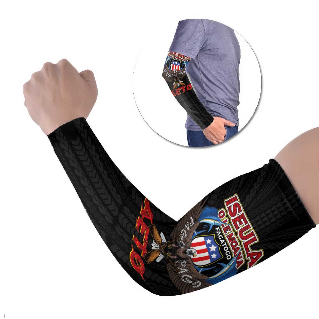 American Samoa Fautasi Arm Sleeves Pago Pago Aeto and Iseula o le Moana of Fagatogo Black Color - Polynesian Pride