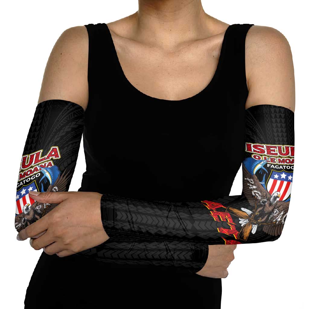 American Samoa Fautasi Arm Sleeves Pago Pago Aeto and Iseula o le Moana of Fagatogo Black Color LT03 - Polynesian Pride