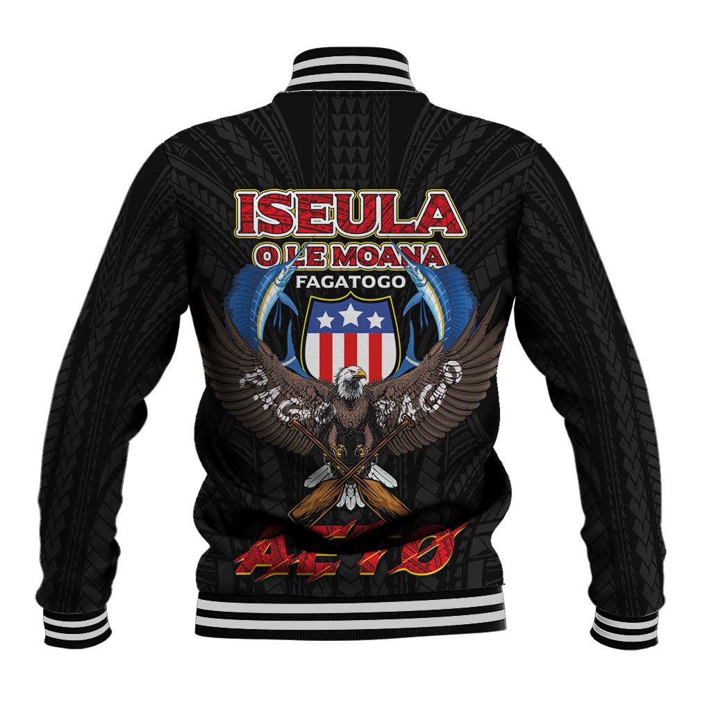 American Samoa Fautasi Baseball Jacket Pago Pago Aeto and Iseula o le Moana of Fagatogo Black Color LT03 - Polynesian Pride