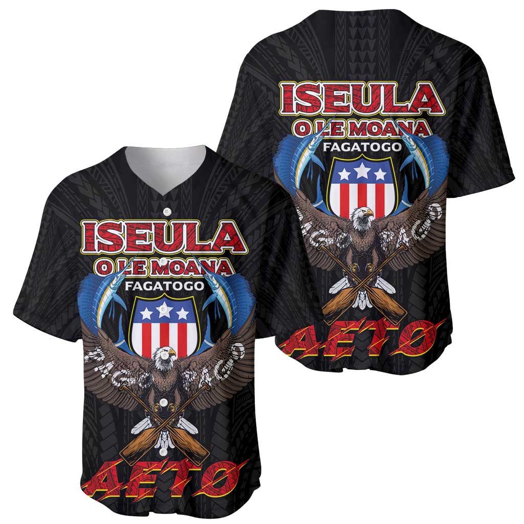 American Samoa Fautasi Baseball Jersey Pago Pago Aeto and Iseula o le Moana of Fagatogo Black Color LT03 - Polynesian Pride