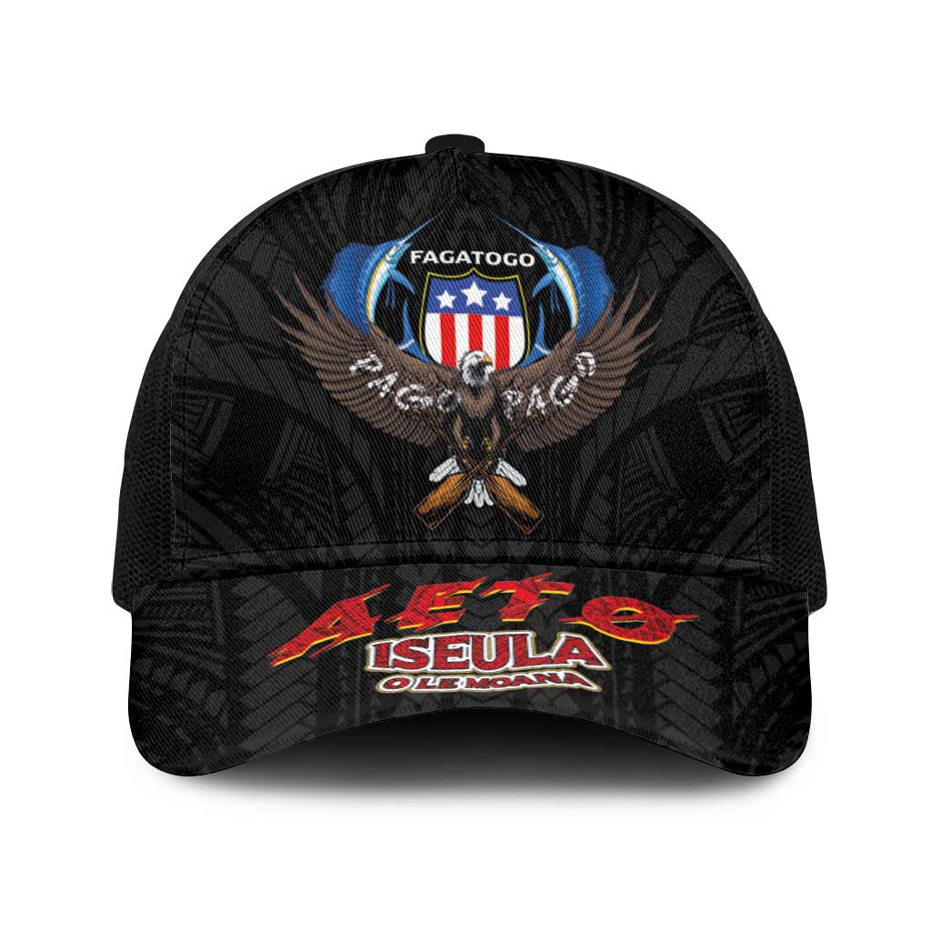 American Samoa Fautasi Baseball Net Cap Pago Pago Aeto and Iseula o le Moana of Fagatogo Black Color LT03 One Size Black Black - Polynesian Pride