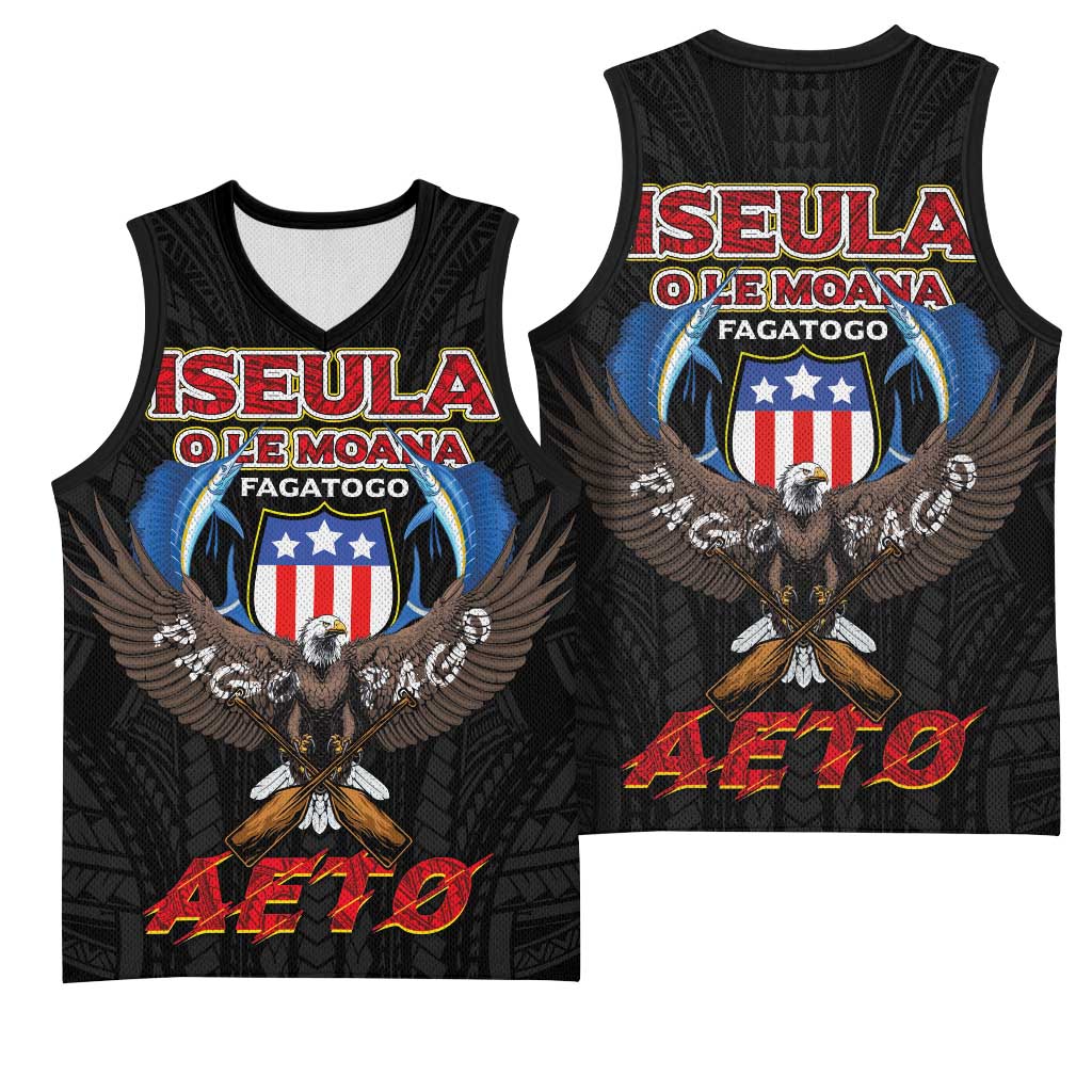 American Samoa Fautasi Basketball Jersey Pago Pago Aeto and Iseula o le Moana of Fagatogo Black Color LT03 - Polynesian Pride