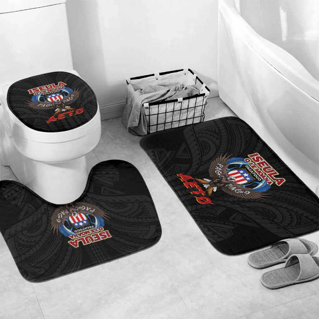 American Samoa Fautasi Bathroom Set Pago Pago Aeto and Iseula o le Moana of Fagatogo Black Color LT03 Mat Set Only (3 pcs) One Size Black - Polynesian Pride