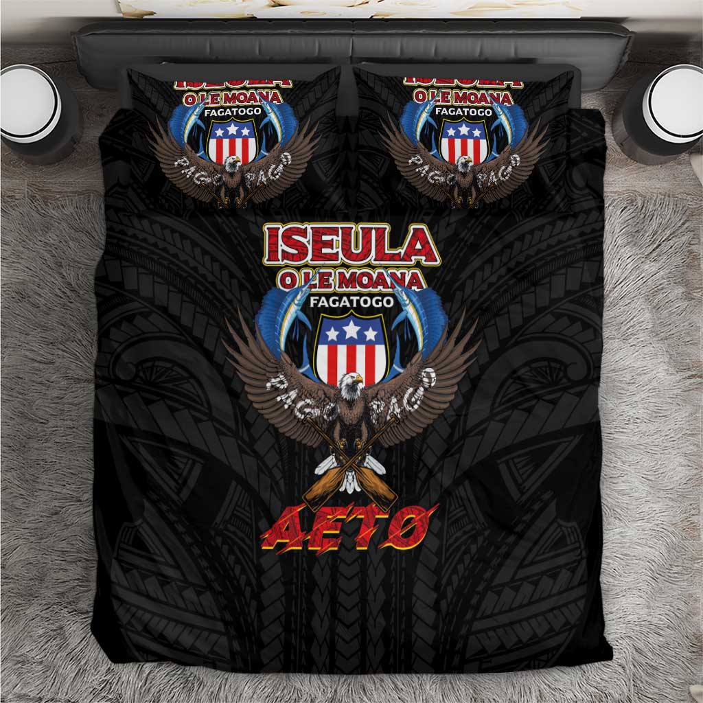 American Samoa Fautasi Bedding Set Pago Pago Aeto and Iseula o le Moana of Fagatogo Black Color LT03 Black - Polynesian Pride