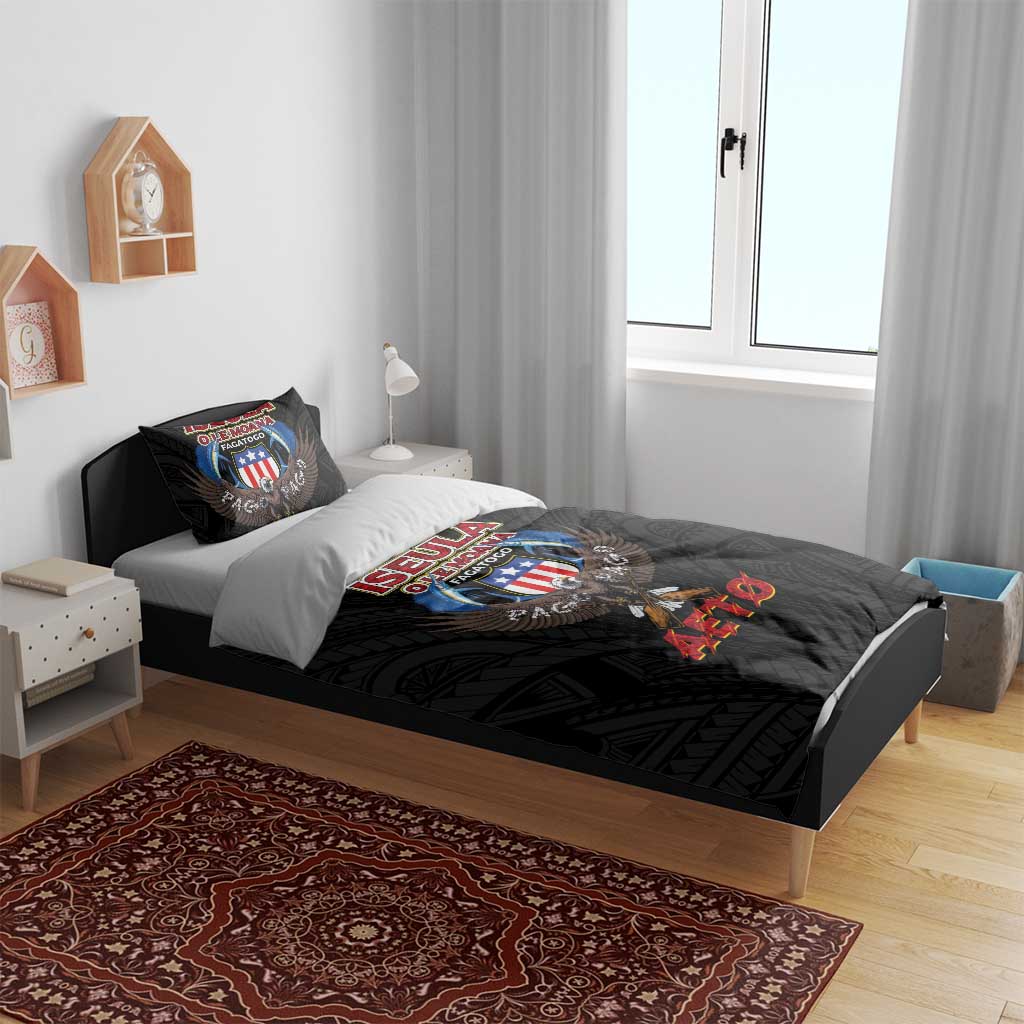 American Samoa Fautasi Bedding Set Pago Pago Aeto and Iseula o le Moana of Fagatogo Black Color LT03 - Polynesian Pride