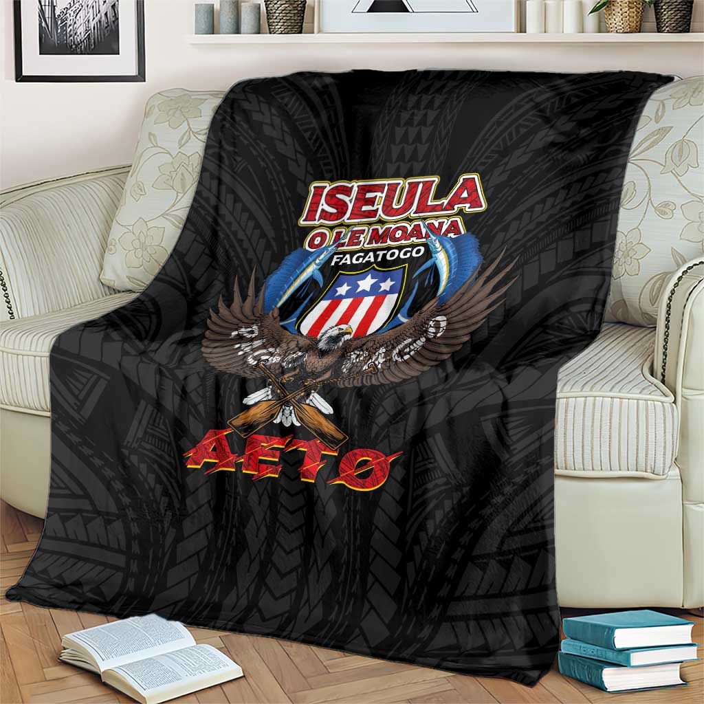 American Samoa Fautasi Blanket Pago Pago Aeto and Iseula o le Moana of Fagatogo Black Color LT03 - Polynesian Pride