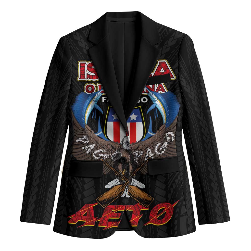 American Samoa Fautasi Blazer Pago Pago Aeto and Iseula o le Moana of Fagatogo Black Color - Polynesian Pride