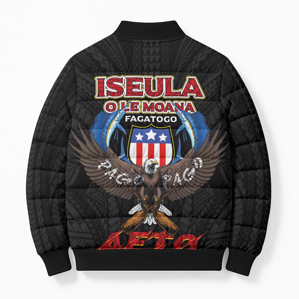 American Samoa Fautasi Bomber Puffer Jacket Pago Pago Aeto and Iseula o le Moana of Fagatogo Black Color LT03 - Polynesian Pride