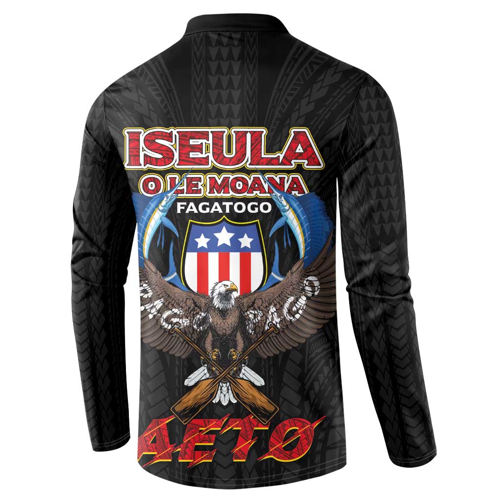 American Samoa Fautasi Button Sweatshirt Pago Pago Aeto and Iseula o le Moana of Fagatogo Black Color LT03 - Polynesian Pride