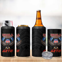 American Samoa Fautasi 4 in 1 Can Cooler Tumbler Pago Pago Aeto and Iseula o le Moana of Fagatogo Black Color LT03 - Polynesian Pride