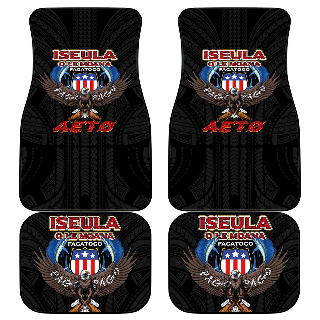 American Samoa Fautasi Car Mats Pago Pago Aeto and Iseula o le Moana of Fagatogo Black Color LT03 - Polynesian Pride