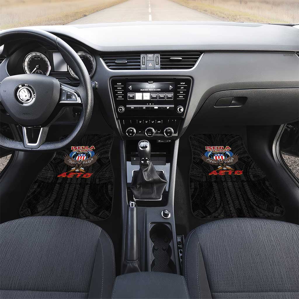 American Samoa Fautasi Car Mats Pago Pago Aeto and Iseula o le Moana of Fagatogo Black Color LT03 Set 2pcs - Front Black - Polynesian Pride