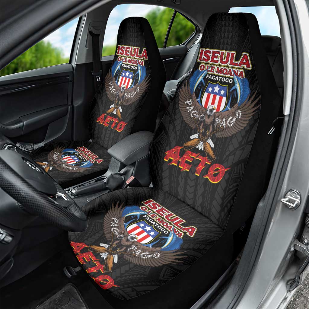 American Samoa Fautasi Car Seat Cover Pago Pago Aeto and Iseula o le Moana of Fagatogo Black Color LT03 - Polynesian Pride