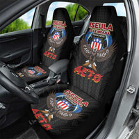 American Samoa Fautasi Car Seat Cover Pago Pago Aeto and Iseula o le Moana of Fagatogo Black Color LT03 - Polynesian Pride