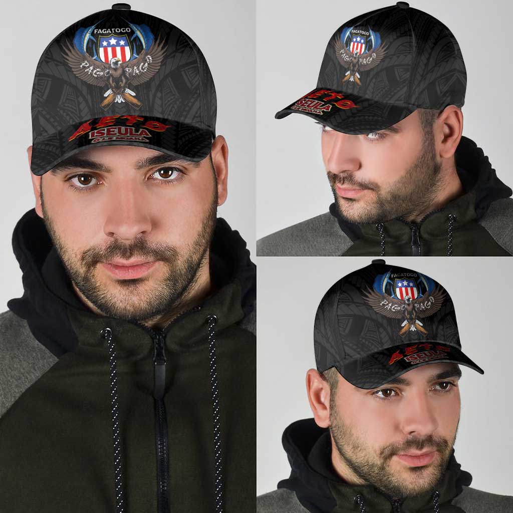 American Samoa Fautasi Classic Cap Pago Pago Aeto and Iseula o le Moana of Fagatogo Black Color LT03 - Polynesian Pride