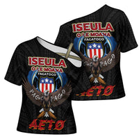 American Samoa Fautasi Cross Shoulder Shirt Pago Pago Aeto and Iseula o le Moana of Fagatogo Black Color LT03 - Polynesian Pride