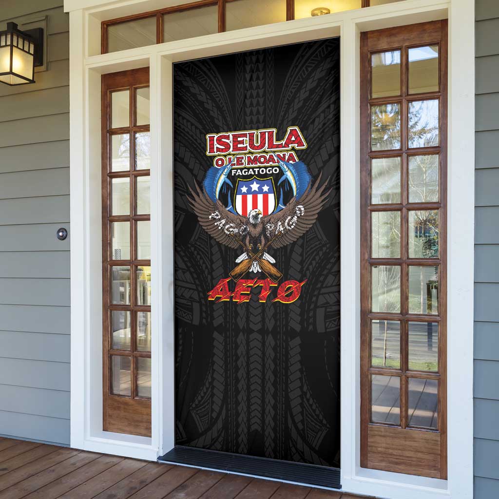 American Samoa Fautasi Door Cover Pago Pago Aeto and Iseula o le Moana of Fagatogo Black Color LT03 - Polynesian Pride