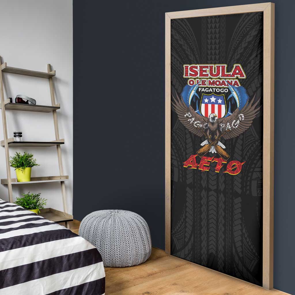 American Samoa Fautasi Door Cover Pago Pago Aeto and Iseula o le Moana of Fagatogo Black Color LT03 - Polynesian Pride