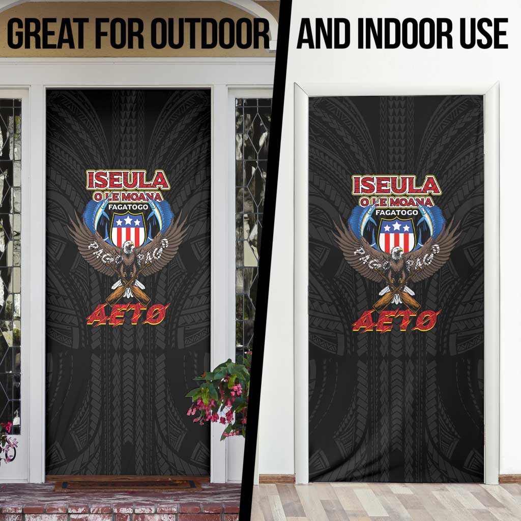 American Samoa Fautasi Door Cover Pago Pago Aeto and Iseula o le Moana of Fagatogo Black Color LT03 - Polynesian Pride