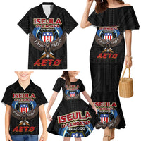 American Samoa Fautasi Family Matching Mermaid Dress and Hawaiian Shirt Pago Pago Aeto and Iseula o le Moana of Fagatogo Black Color LT03 - Polynesian Pride